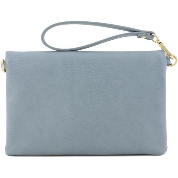 👛 Envelope Wristlet Clutch Crossbody Bag with Chain Strap (Blue Grey) One Size - Picture 4 of 7